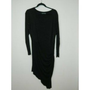 Eloquii Dress Black Ruched Asymmetric Maxi Dress Wrap Jersey Plus Size 16